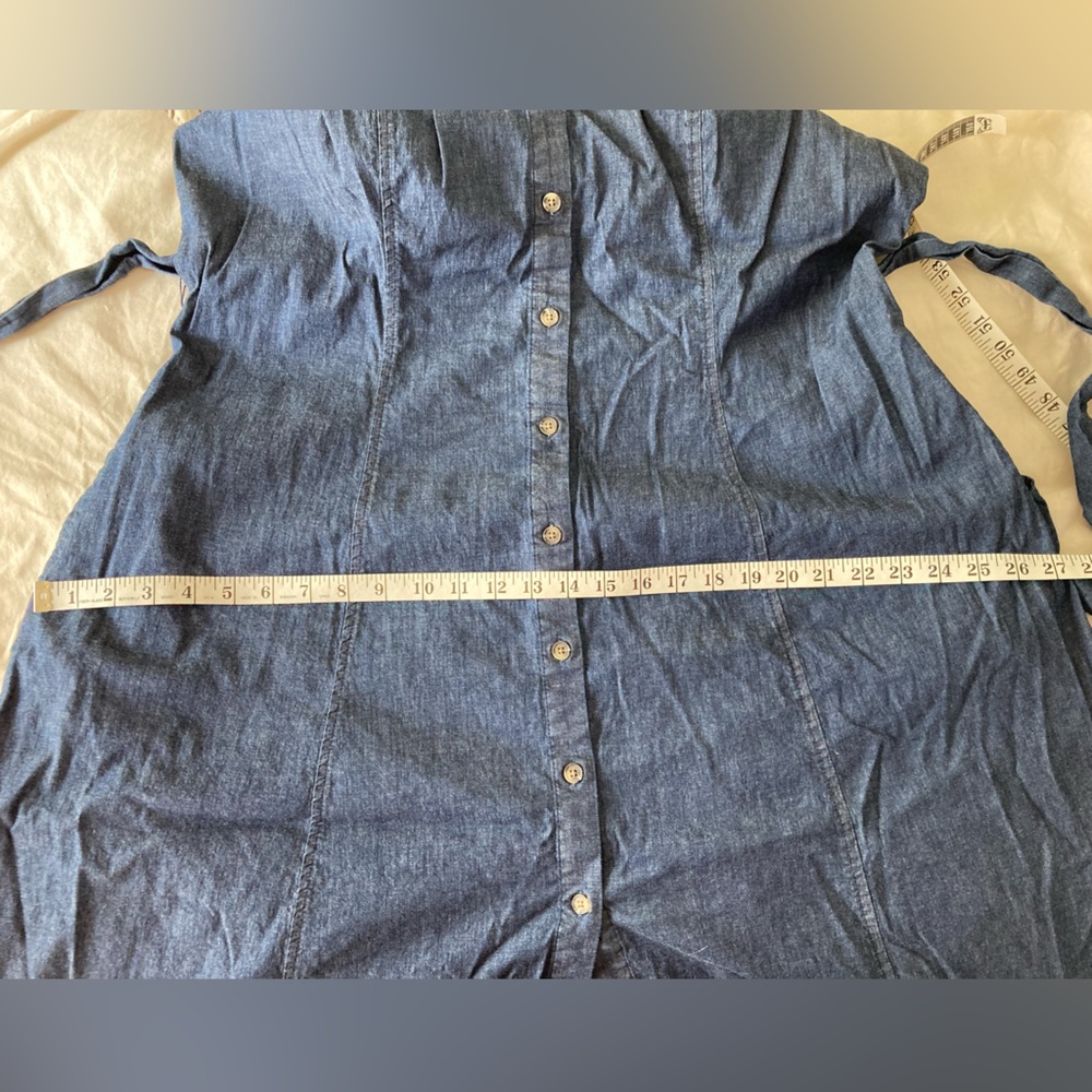 Anne Klein 18W Chambray Sleeveless Button-Down Midi Removable Belt and POCKETS - Picture 8 of 13